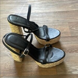Black Espadrille Platform Sandals